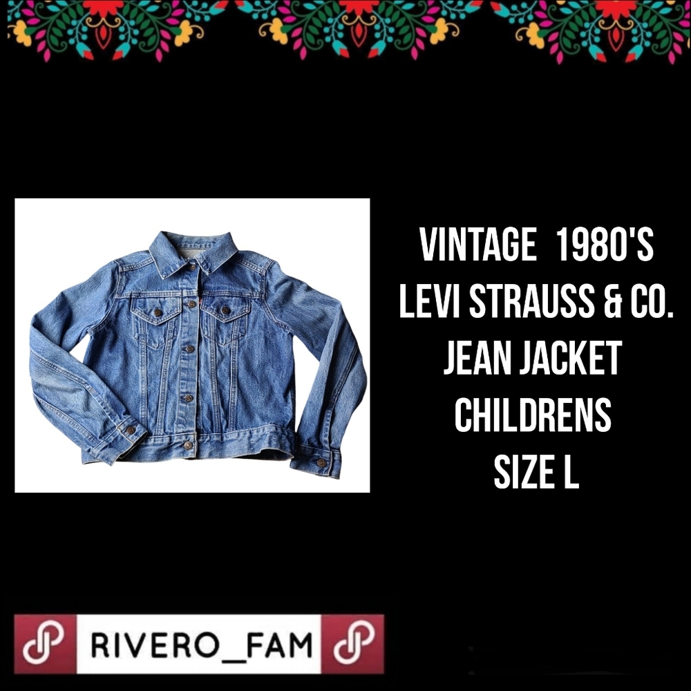 VINTAGE 1980'S | LEVI'S | DENIM JACKET | 2-POCKET | CHILDRENS | SIZE LARGE